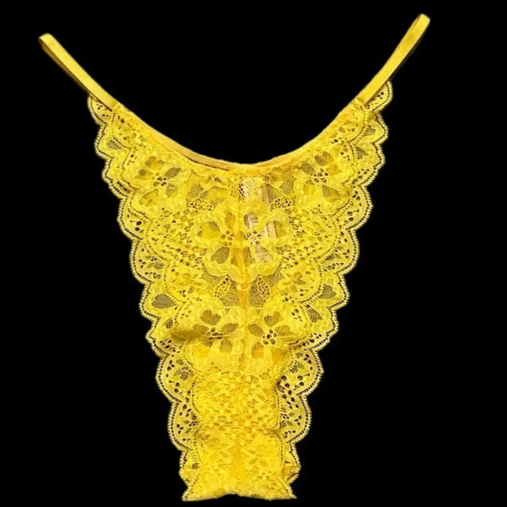 Victoria's Secret Dream Angels Sexy Brazilian Slip Panty floral lace yellow Xl
